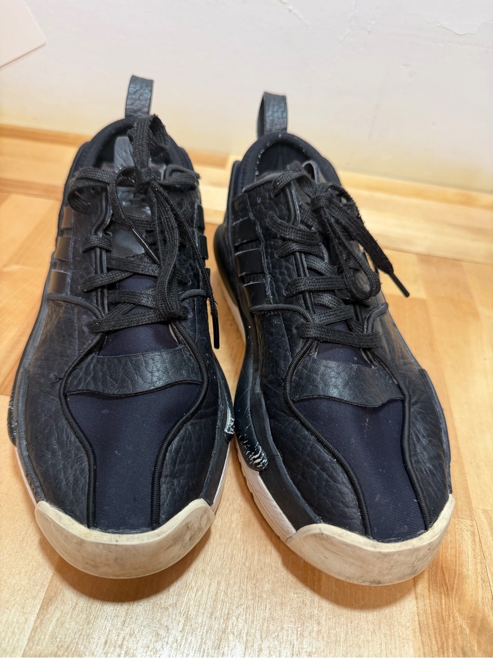 Y3 adidas Men's Black Textured Leather Sneakers